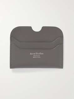 Кожаный картхолдер Elmas с логотипом ACNE STUDIOS, серый