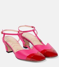 Туфли-лодочки с двойной буквой G Gucci, розовый