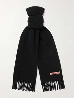 Канадский шерстяной шарф с бахромой ACNE STUDIOS, черный