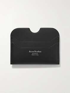 Кожаный картхолдер Elmas с логотипом ACNE STUDIOS, черный