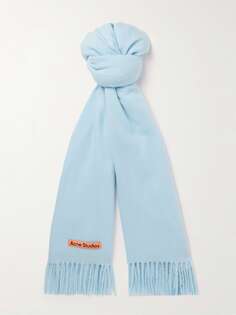 Шерстяной шарф с бахромой ACNE STUDIOS, синий
