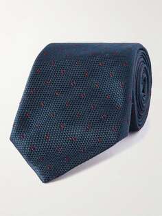 Шелковый галстук шириной 8 см в горошек BRUNELLO CUCINELLI, нави