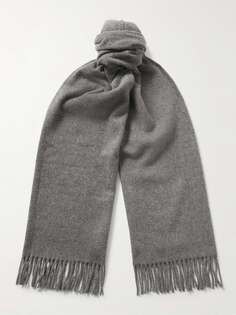 Узкий шерстяной шарф Canada с бахромой ACNE STUDIOS, серый