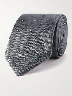 Шелковый жаккардовый галстук шириной 8 см BRUNELLO CUCINELLI, серый