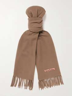 Канадский шерстяной шарф с бахромой ACNE STUDIOS, коричневый