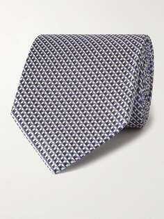 Шелковый жаккардовый галстук шириной 8,5 см TOM FORD, синий