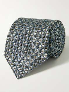 Шелковый жаккардовый галстук шириной 8 см ETRO, синий