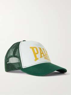 Кепка дальнобойщика из смесового хлопка и сетки с принтом логотипа PA League PALM ANGELS, зеленый