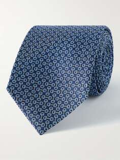 Шелковый жаккардовый галстук шириной 7 см GUCCI, синий