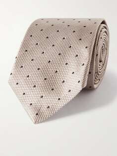 Шелковый жаккардовый галстук в горошек BRUNELLO CUCINELLI, серый