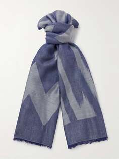 Жаккардовый шарф с бахромой MISSONI, синий