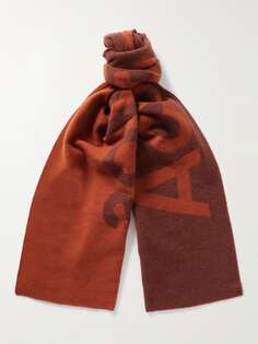 Жаккардовый шарф Toronty из смесовой шерсти с логотипом ACNE STUDIOS, бордовый