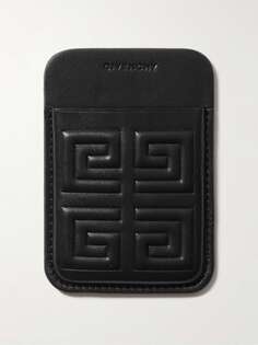 Кожаный картхолдер с магнитным тиснением логотипа GIVENCHY, черный