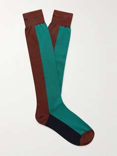 Шерстяные носки в стиле колор-блок LORO PIANA, бирюзовый