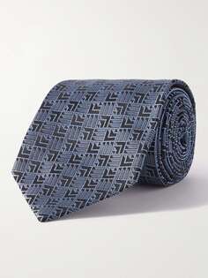 Шелковый жаккардовый галстук шириной 8,5 см CHARVET, синий
