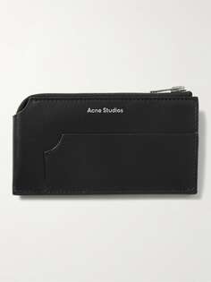 Кожаный кошелек на молнии с логотипом ACNE STUDIOS, черный