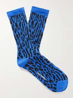 Носки с леопардовым принтом и интарсией WACKO MARIA, синий