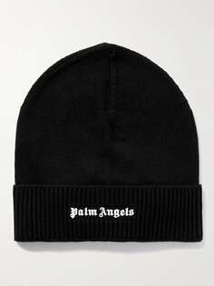 Хлопковая шапка в рубчик с логотипом PALM ANGELS, черный