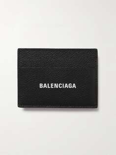Картхолдер из натуральной кожи с принтом логотипа BALENCIAGA, черный