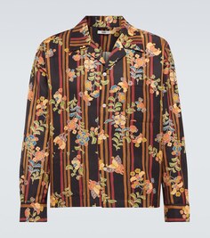 Рубашка в полоску Butterfly Stripe из хлопка и шелка Bode, разноцветный