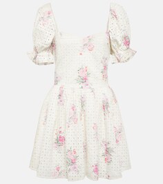 Мини-платье Altima из хлопка с цветочным принтом LOVESHACKFANCY, нейтральный