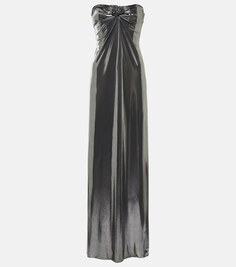 Платье из металлизированного джерси с рюшами MAGDA BUTRYM, серебряный