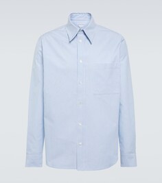 Хлопковая рубашка в полоску Bottega Veneta, синий