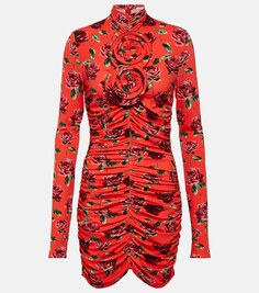 Мини-платье с цветочной аппликацией и сборками MAGDA BUTRYM, красный