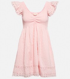 Платье мини Athalia из хлопка LOVESHACKFANCY, розовый