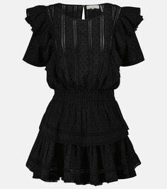 Хлопковое мини-платье Natasha LOVESHACKFANCY, черный