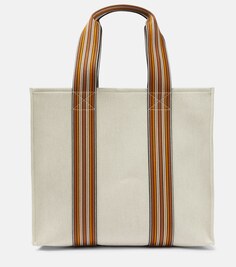 Холщовая сумка-тоут The Suitcase Stripe среднего размера Loro Piana, белый