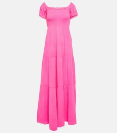 Платье макси Alohl из присборенного хлопка LOVESHACKFANCY, розовый