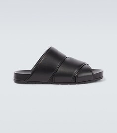 Кожаные сандалии с перекрестными ремешками Bottega Veneta, черный