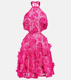 Кружевное платье миди Bohima с вырезом халтер LOVESHACKFANCY, розовый