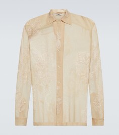 Рубашка из хлопковой сетки с вышивкой Moth Veil Bode, бежевый