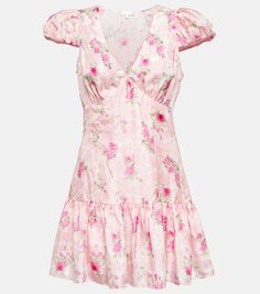 Шелковое мини-платье Russ с цветочным принтом LOVESHACKFANCY, разноцветный