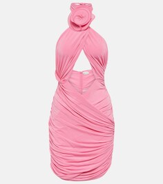 Мини-платье с цветочной аппликацией и сборками MAGDA BUTRYM, розовый