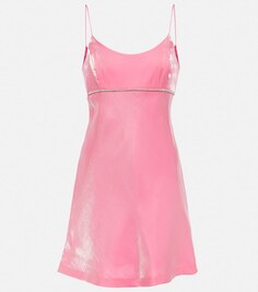 Атласное мини-платье с веером LOVESHACKFANCY, розовый