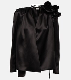 Шелковая блузка с аппликацией MAGDA BUTRYM, черный