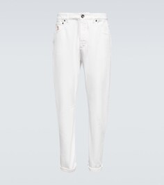 Узкие джинсы с вышивкой Brunello Cucinelli, белый