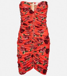 Мини-платье с цветочным принтом и сборками MAGDA BUTRYM, красный