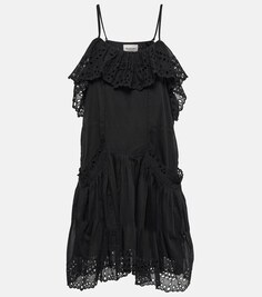 Ярусное мини-платье из хлопка MARANT ETOILE, черный