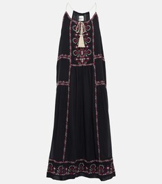 Платье миди Pamela из хлопка с вышивкой MARANT ETOILE, черный