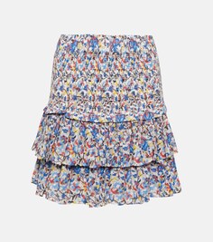 Присборенная хлопковая мини-юбка Naomi MARANT ETOILE, синий