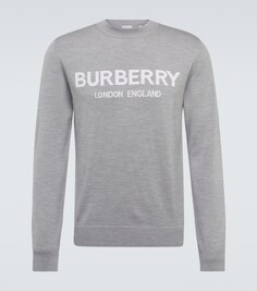 Свитер интарсия из смесовой шерсти Burberry, зеленый