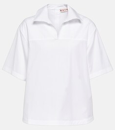 Рубашка поло из хлопкового поплина MARNI, белый