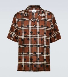 Рубашка из шелкового твила в клетку в горошек Burberry, коричневый