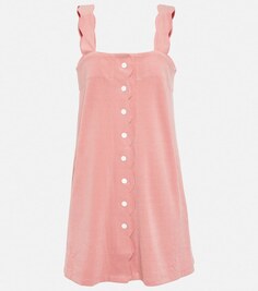 Мини-платье с фестонами из смесового хлопка MARYSIA, розовый
