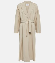 Шерстяное пальто оттико MAX MARA, бежевый