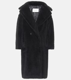 Плюшевое пальто Tedgirl из смесовой шерсти с альпакой MAX MARA, черный